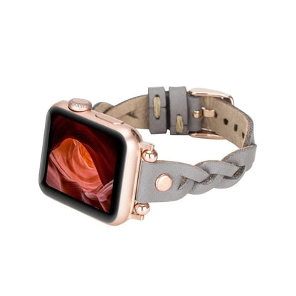 Wanda Braided with Rose Gold Trok Lederarmband für Apple Watch aus echtem Leder