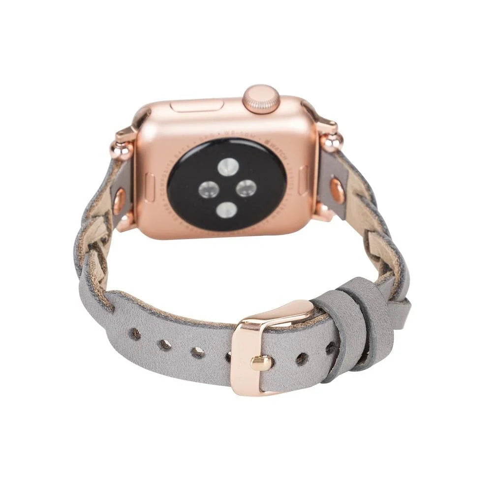Wanda Braided with Rose Gold Trok Lederarmband für Apple Watch aus echtem Leder