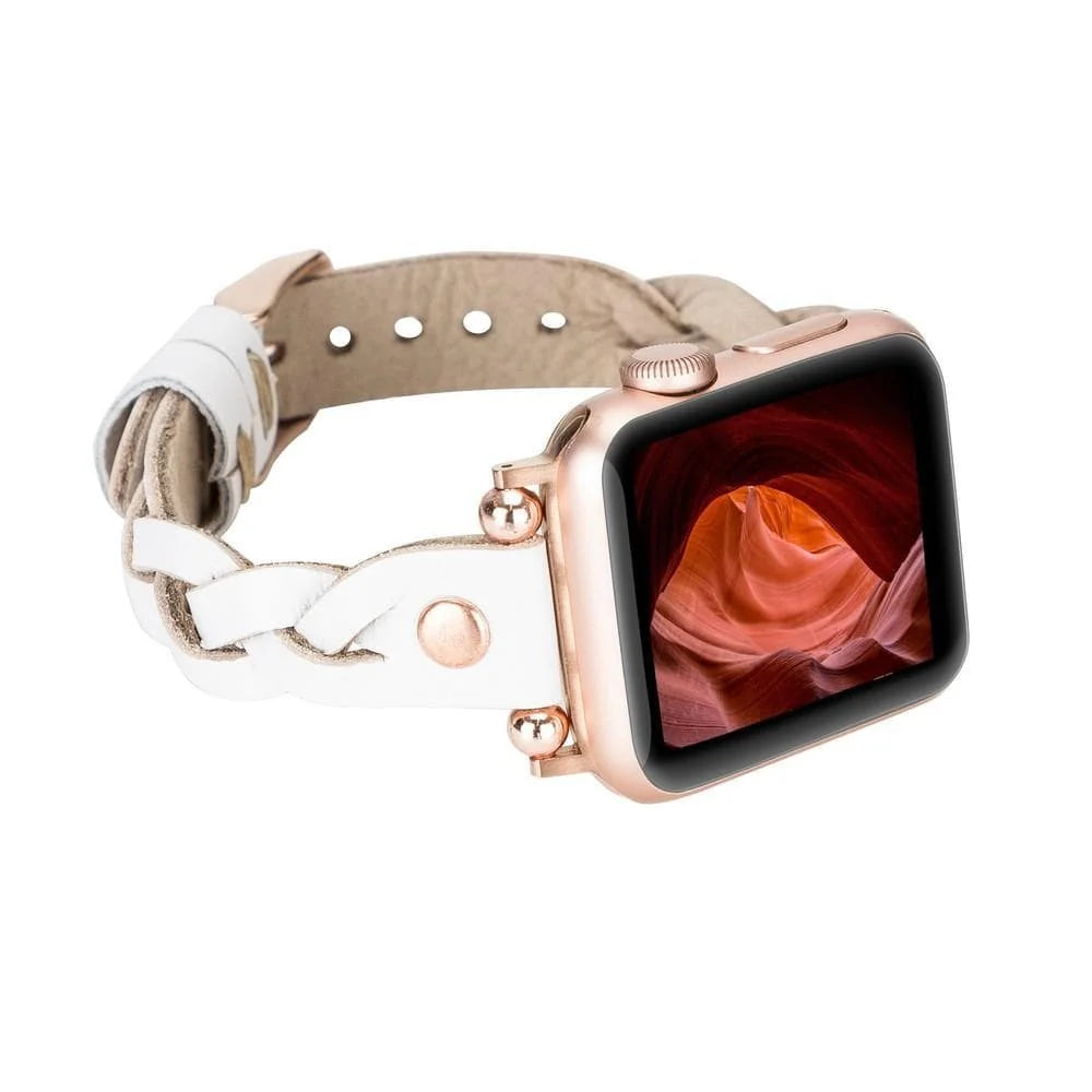 Wanda Braided with Rose Gold Trok Lederarmband für Apple Watch aus echtem Leder