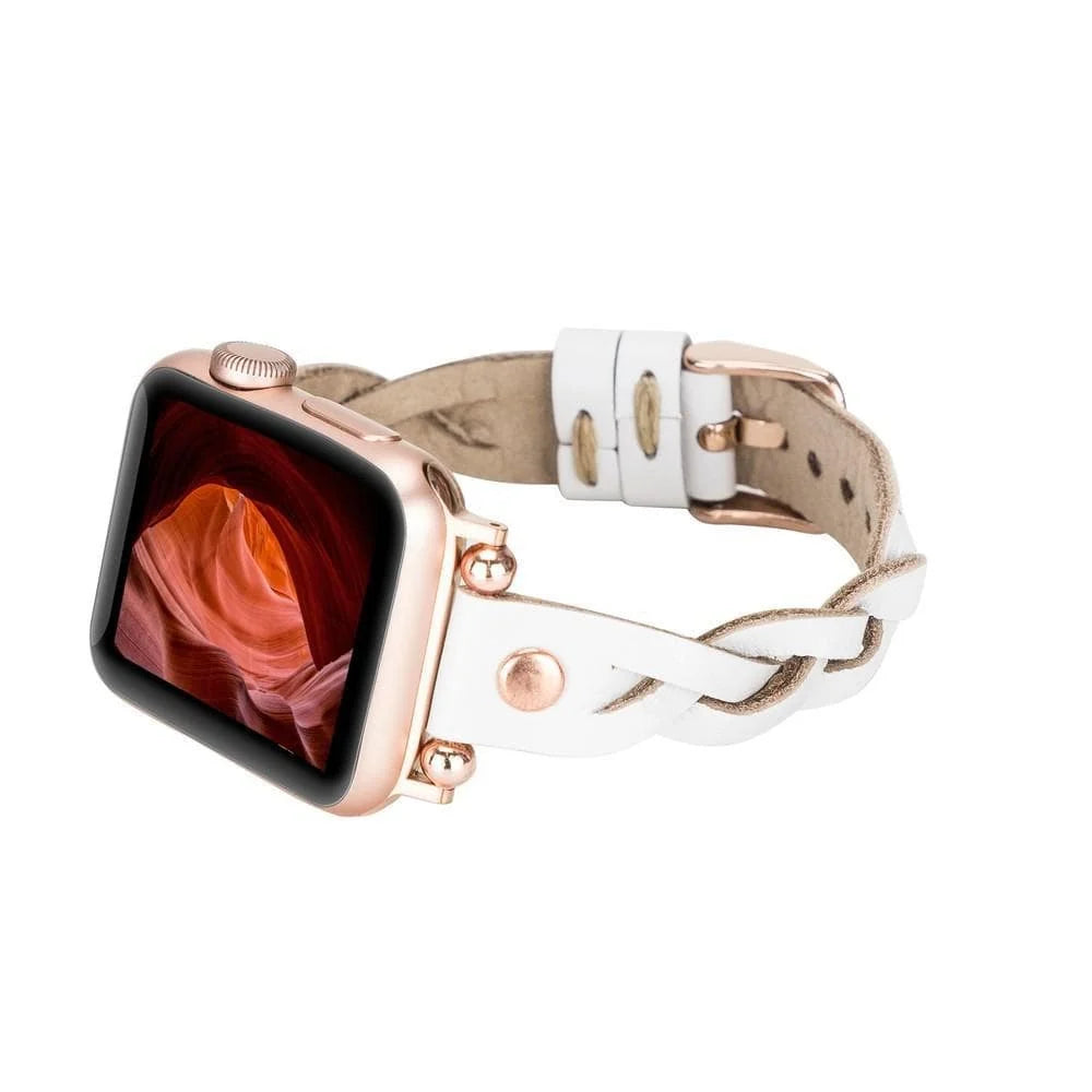 Wanda Braided with Rose Gold Trok Lederarmband für Apple Watch aus echtem Leder