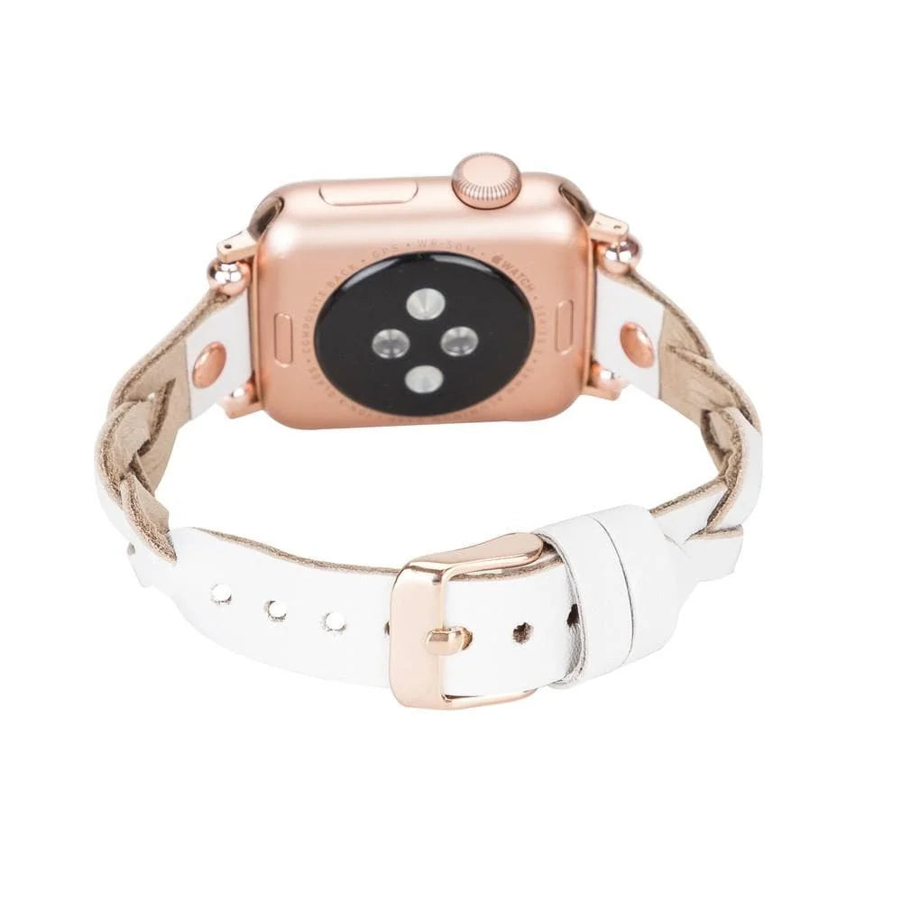 Wanda Braided with Rose Gold Trok Lederarmband für Apple Watch aus echtem Leder