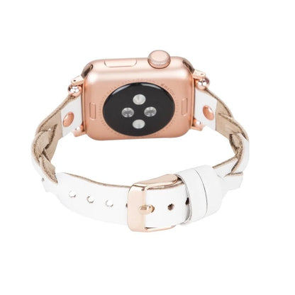 Wanda Braided with Rose Gold Trok Lederarmband für Apple Watch aus echtem Leder