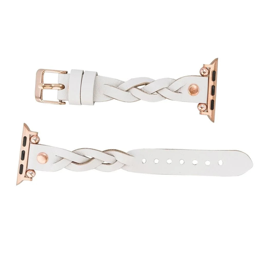 Wanda Braided with Rose Gold Trok Lederarmband für Apple Watch aus echtem Leder