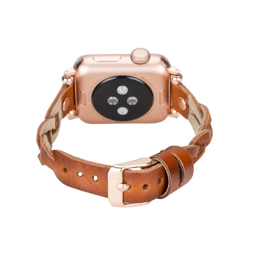 Wanda Braided with Rose Gold Trok Lederarmband für Apple Watch aus echtem Leder