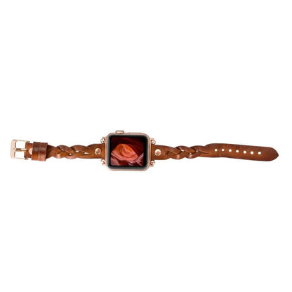 Wanda Braided with Rose Gold Trok Lederarmband für Apple Watch aus echtem Leder