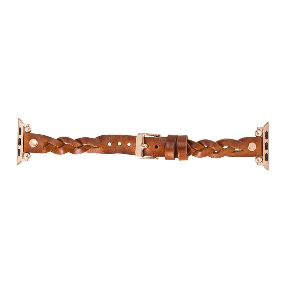 Wanda Braided with Rose Gold Trok Lederarmband für Apple Watch aus echtem Leder