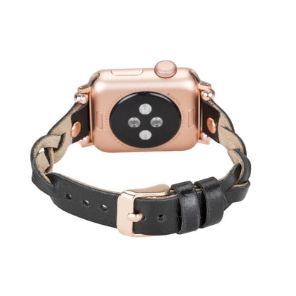 Wanda Braided with Rose Gold Trok Lederarmband für Apple Watch aus echtem Leder