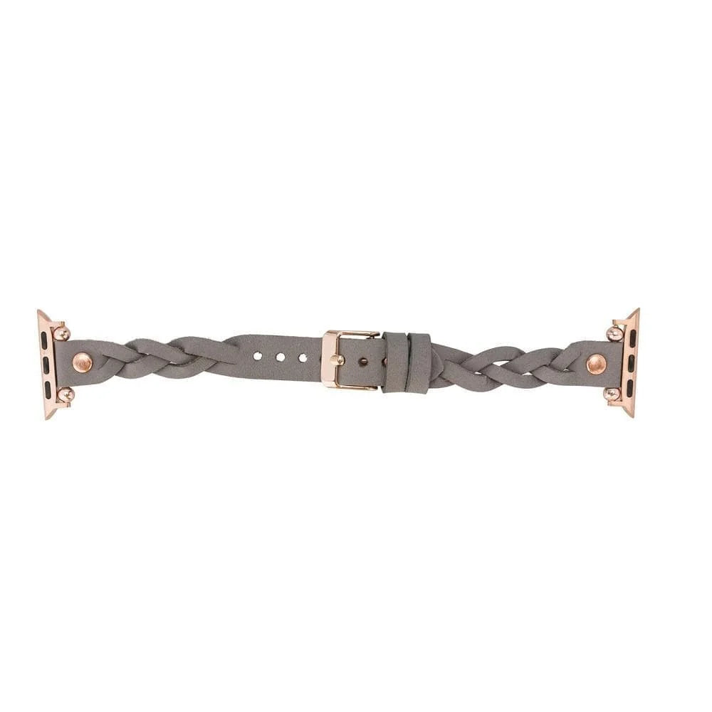 Wanda Braided with Rose Gold Trok Lederarmband für Apple Watch aus echtem Leder