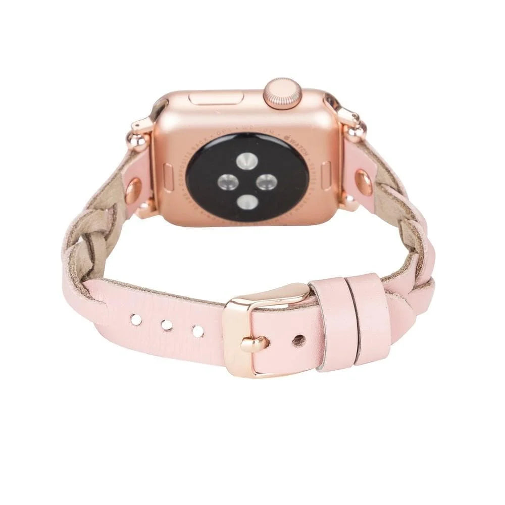 Wanda Braided with Rose Gold Trok Lederarmband für Apple Watch aus echtem Leder