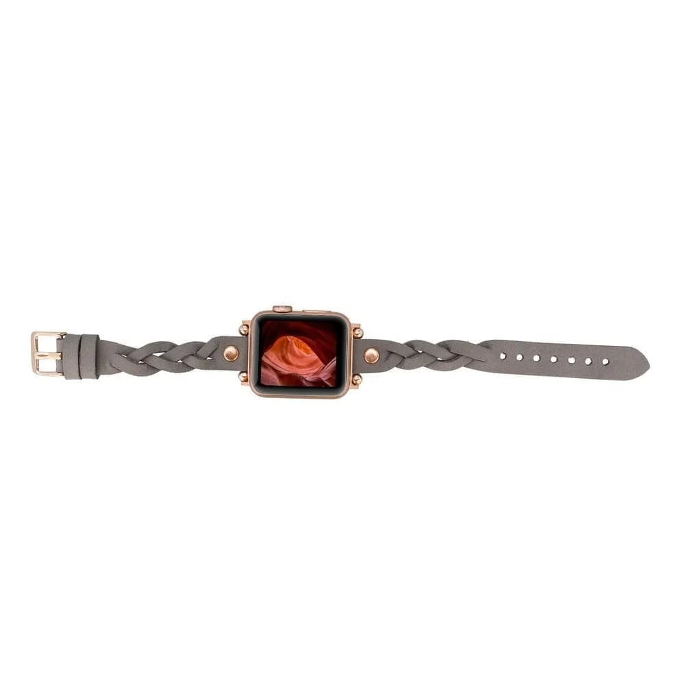 Wanda Braided with Rose Gold Trok Lederarmband für Apple Watch aus echtem Leder