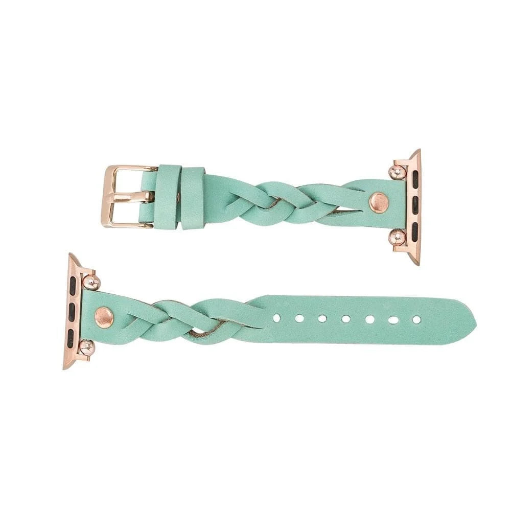 Wanda Braided with Rose Gold Trok Lederarmband für Apple Watch aus echtem Leder in Grau