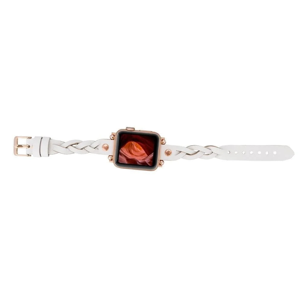 Wanda Braided with Rose Gold Trok Lederarmband für Apple Watch aus echtem Leder