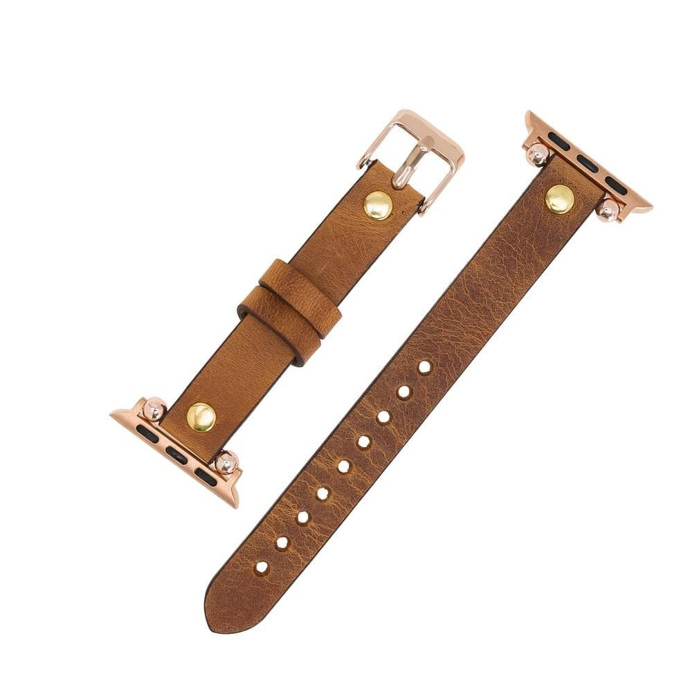 Leather Apple Watch Bands - Ferro Gold Trok Style