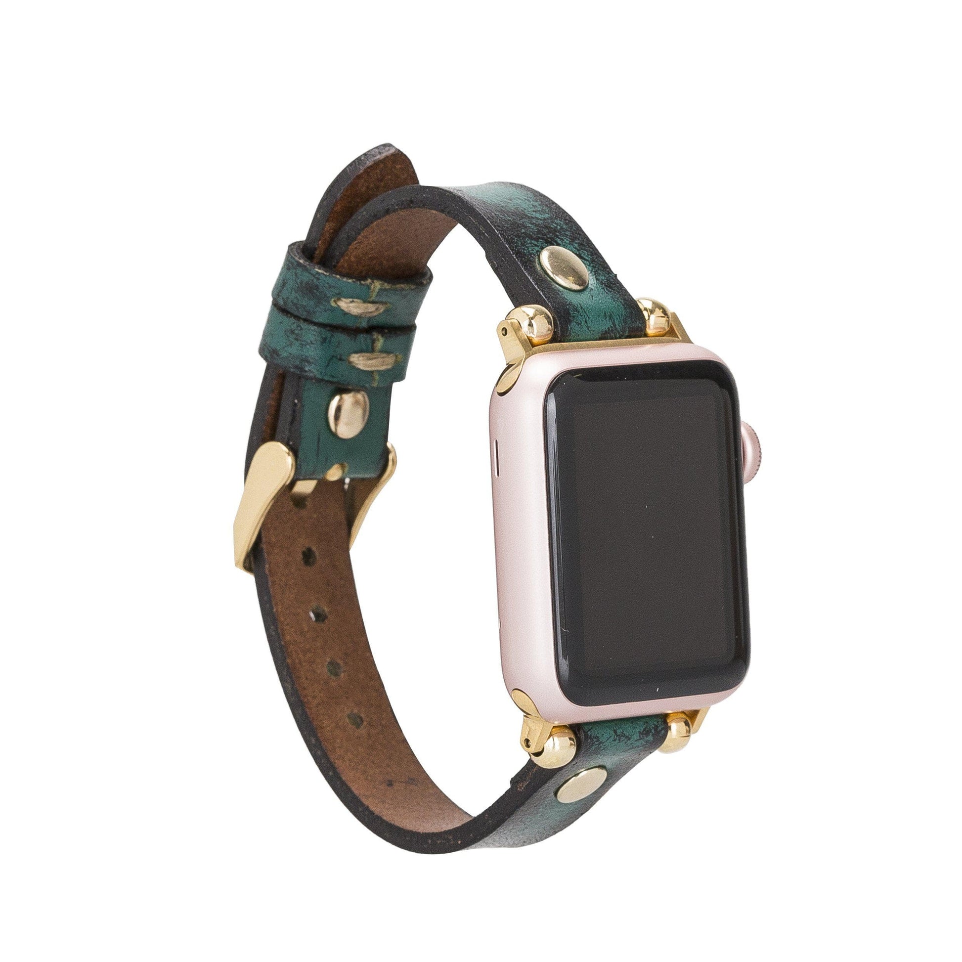 Leather Apple Watch Bands - Ferro Gold Trok Style V6