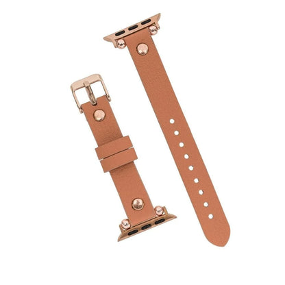 Ferro with Rose Gold Trok Lederarmband für Apple Watch aus echtem Leder in Grau