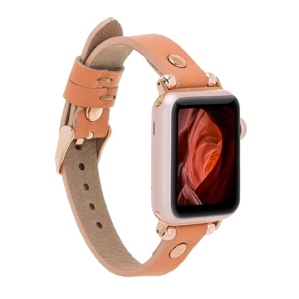 Ferro with Rose Gold Trok Lederarmband für Apple Watch aus echtem Leder