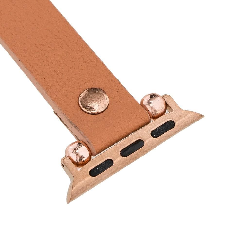 Ferro with Rose Gold Trok Lederarmband für Apple Watch aus echtem Leder in Braun