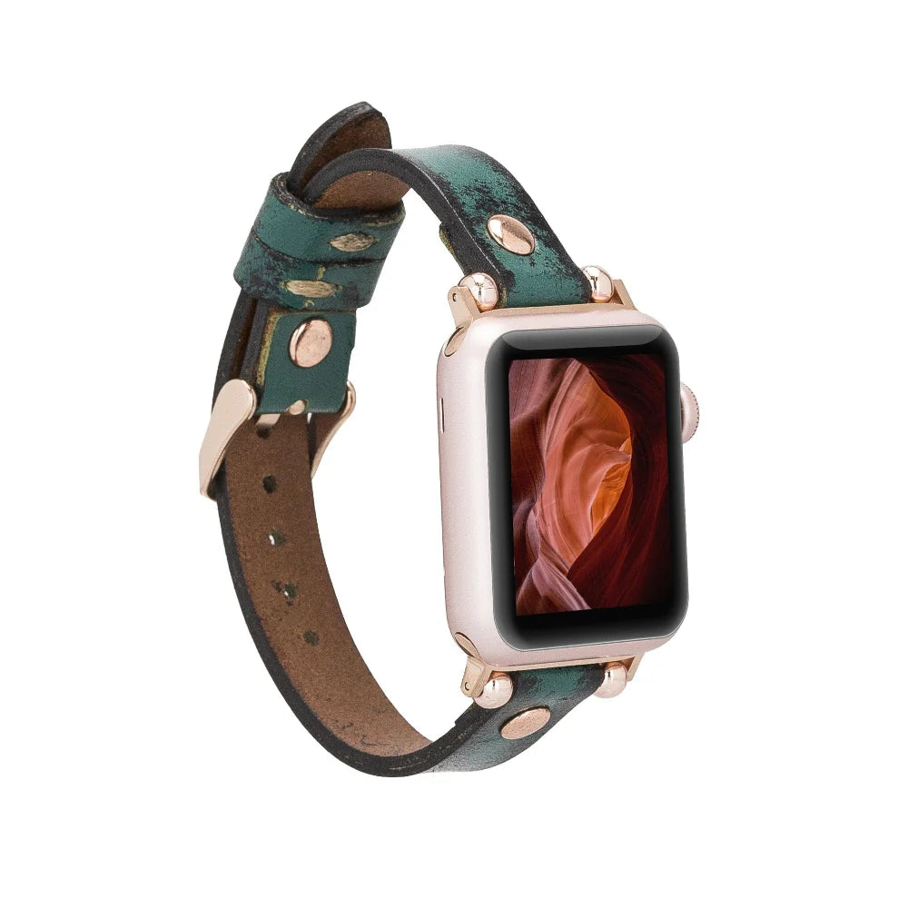 Ferro with Rose Gold Trok Lederarmband für Apple Watch aus echtem Leder