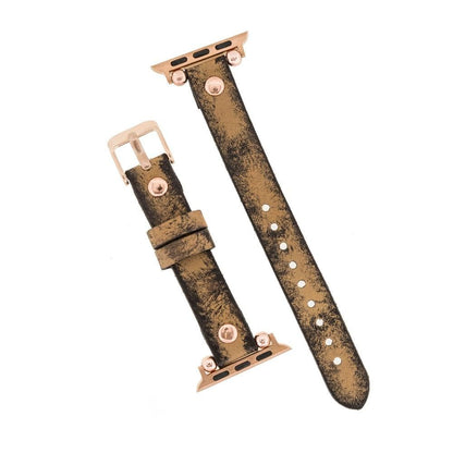 Ferro with Rose Gold Trok Lederarmband für Apple Watch aus echtem Leder