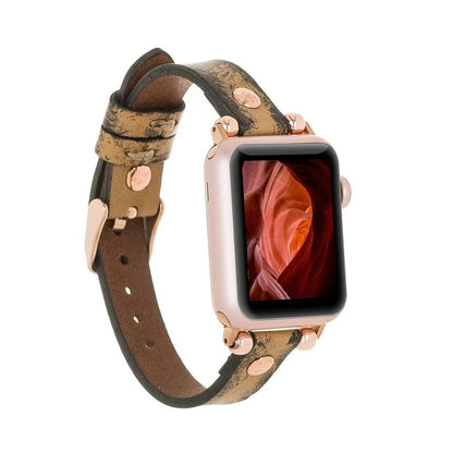 Ferro with Rose Gold Trok Lederarmband für Apple Watch aus echtem Leder