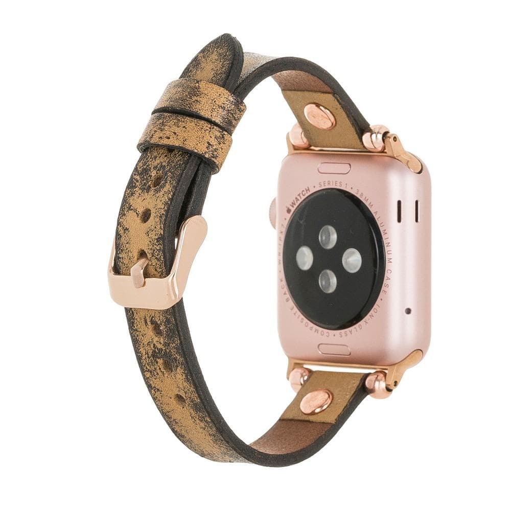 Ferro with Rose Gold Trok Lederarmband für Apple Watch aus echtem Leder