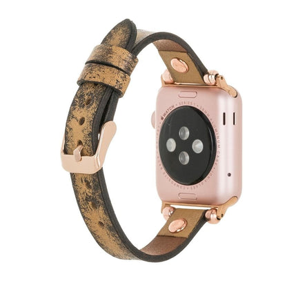 Ferro with Rose Gold Trok Lederarmband für Apple Watch aus echtem Leder