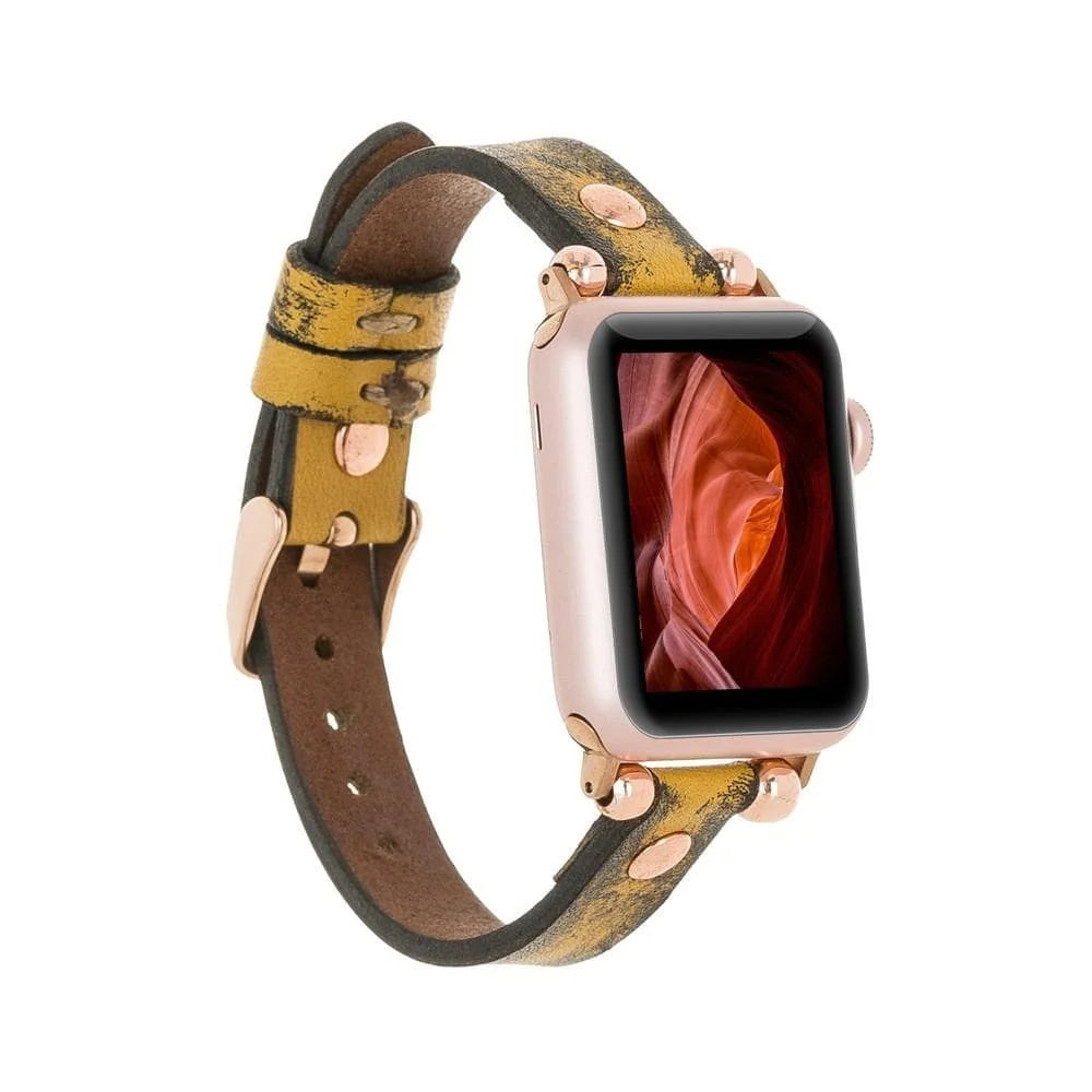 Ferro with Rose Gold Trok Lederarmband für Apple Watch aus echtem Leder