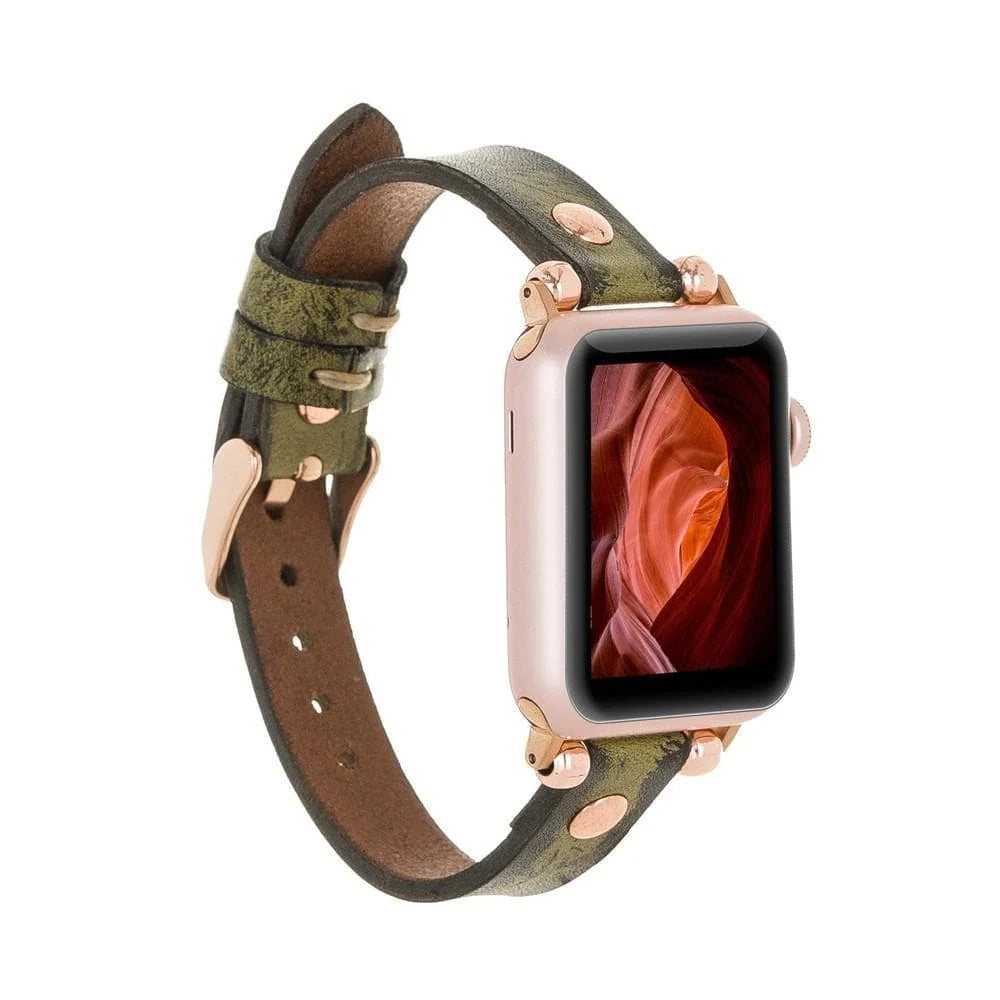 Ferro with Rose Gold Trok Lederarmband für Apple Watch aus echtem Leder