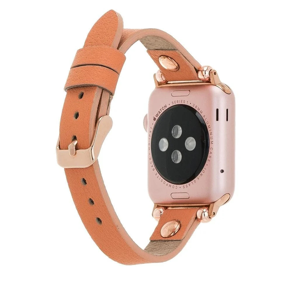 Ferro with Rose Gold Trok Lederarmband für Apple Watch aus echtem Leder