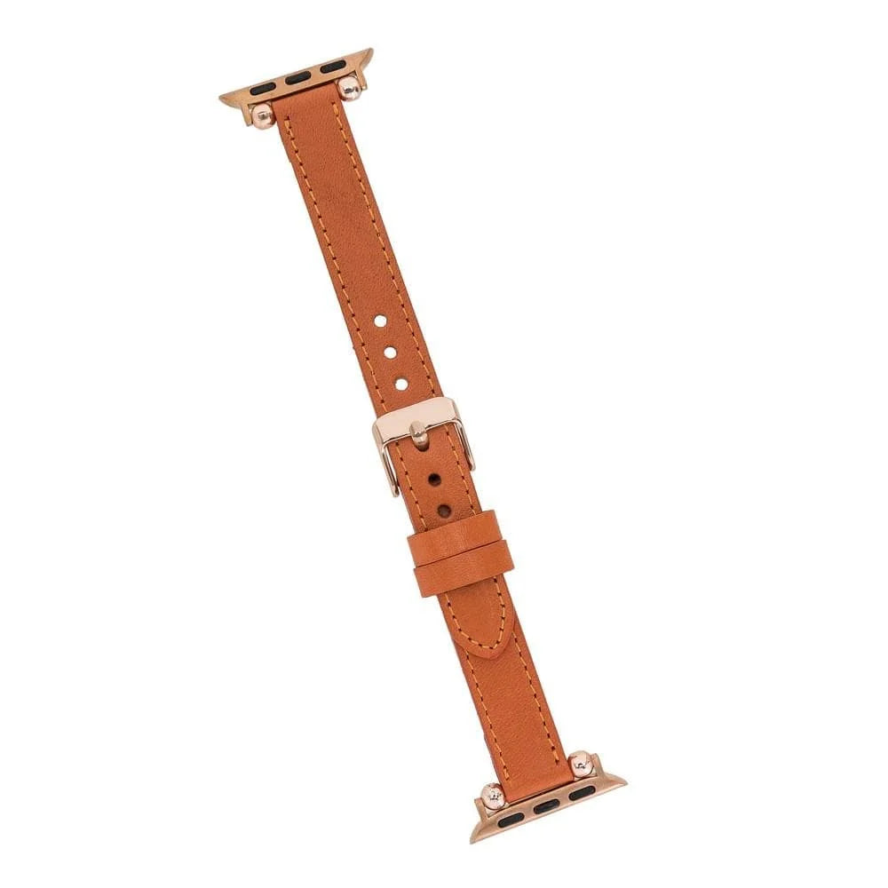 Seamy Lederarmband für Apple Watch aus echtem Leder in Cognac