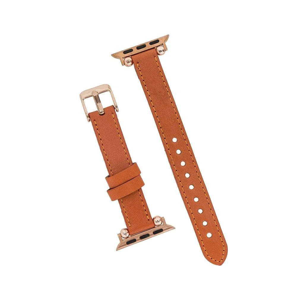 Seamy Lederarmband für Apple Watch aus echtem Leder in Cognac