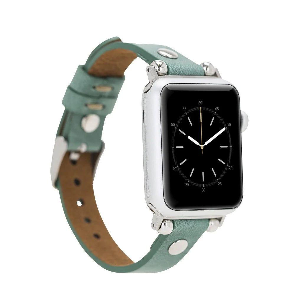 Ferro with Silver Trok Lederarmband für Apple Watch aus echtem Leder in Silber