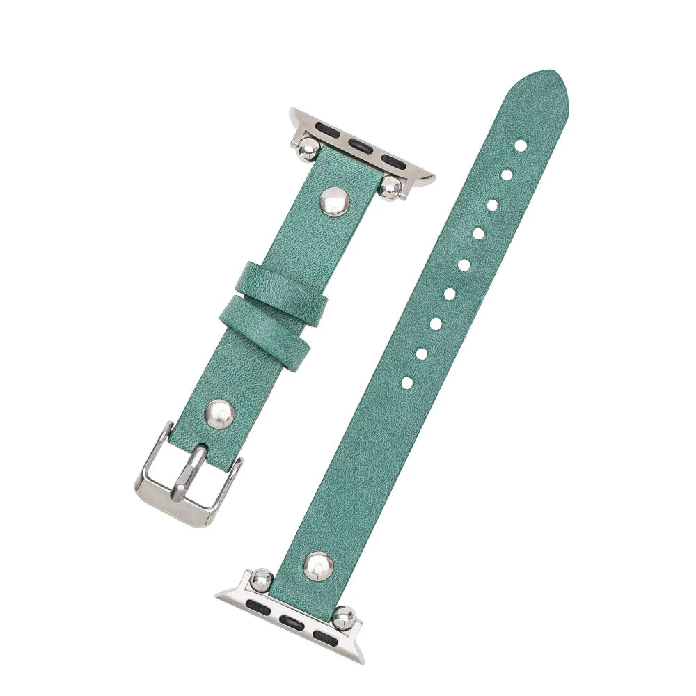 Ferro with Silver Trok Lederarmband für Apple Watch aus echtem Leder in Silber