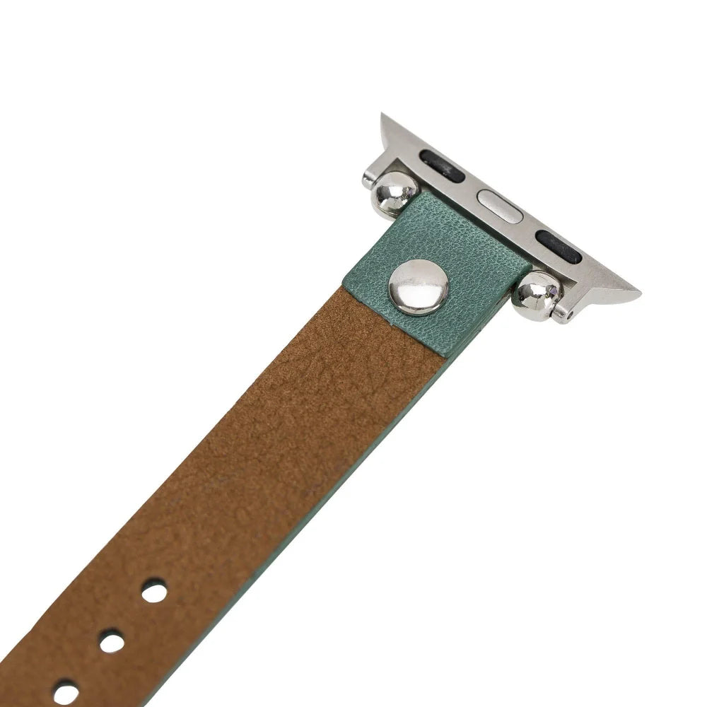 Ferro with Silver Trok Lederarmband für Apple Watch aus echtem Leder in Silber