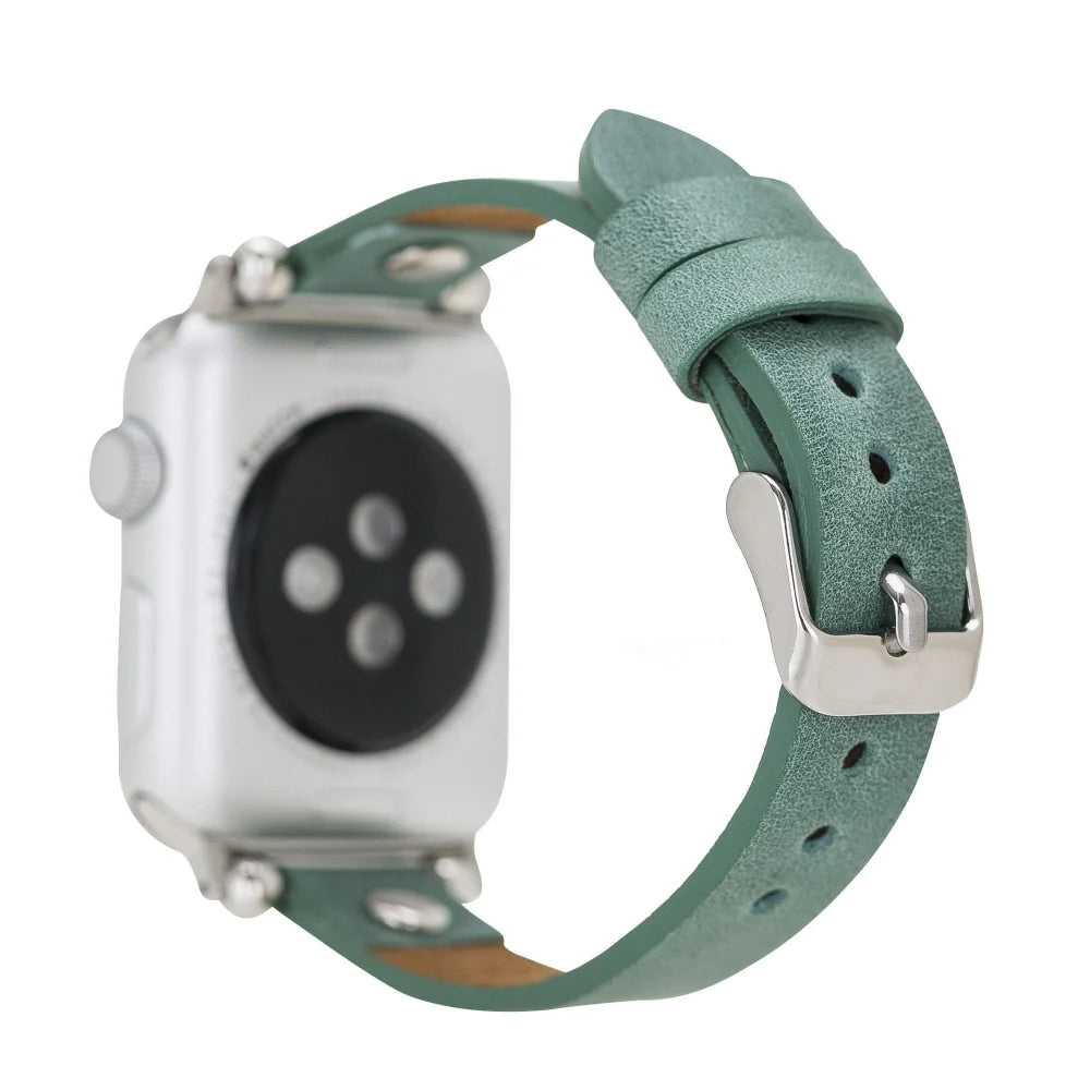 Ferro with Silver Trok Lederarmband für Apple Watch aus echtem Leder in Silber