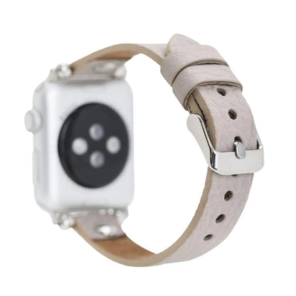 Ferro with Silver Trok Lederarmband für Apple Watch aus echtem Leder in Silber