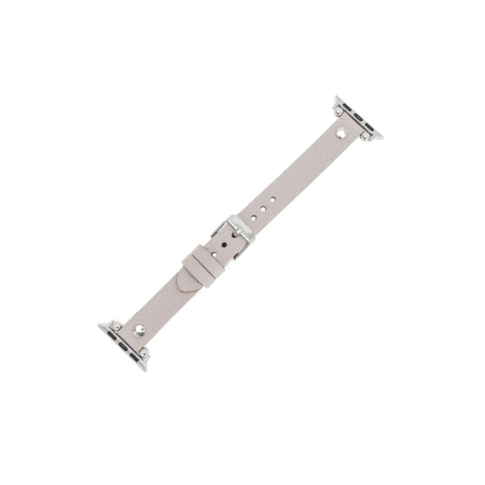 Ferro with Silver Trok Lederarmband für Apple Watch aus echtem Leder in Silber