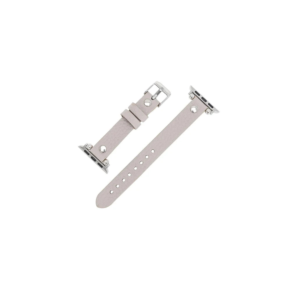 Ferro with Silver Trok Lederarmband für Apple Watch aus echtem Leder in Silber