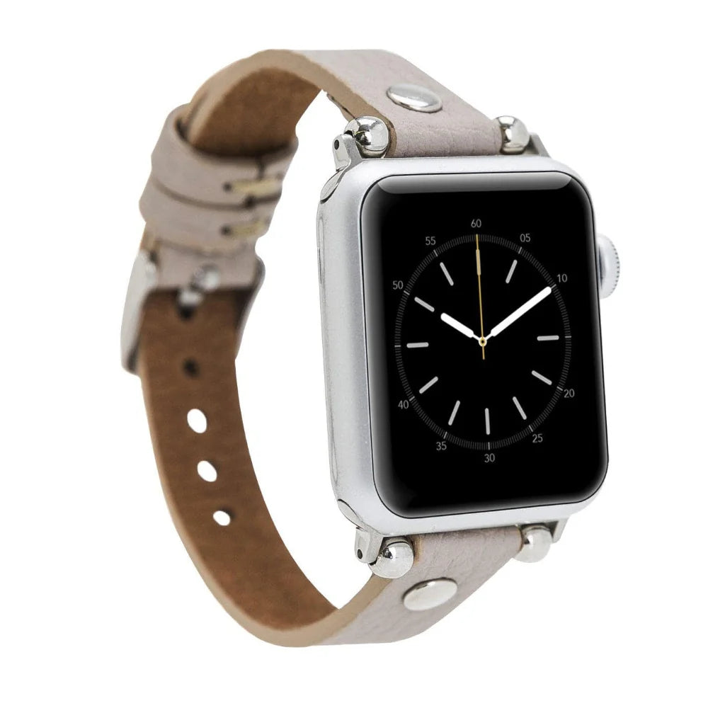 Ferro with Silver Trok Lederarmband für Apple Watch aus echtem Leder in Silber