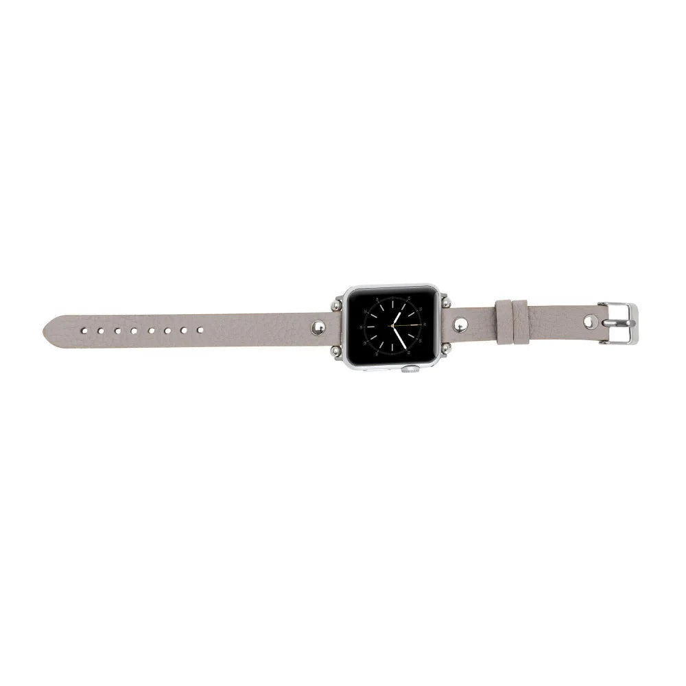 Ferro with Silver Trok Lederarmband für Apple Watch aus echtem Leder in Silber