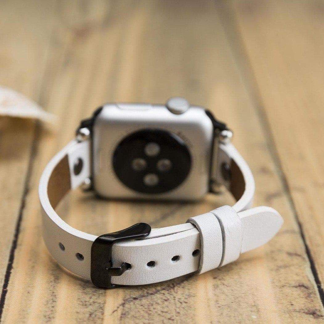 Ferro with Silver Trok Lederarmband für Apple Watch aus echtem Leder in Silber