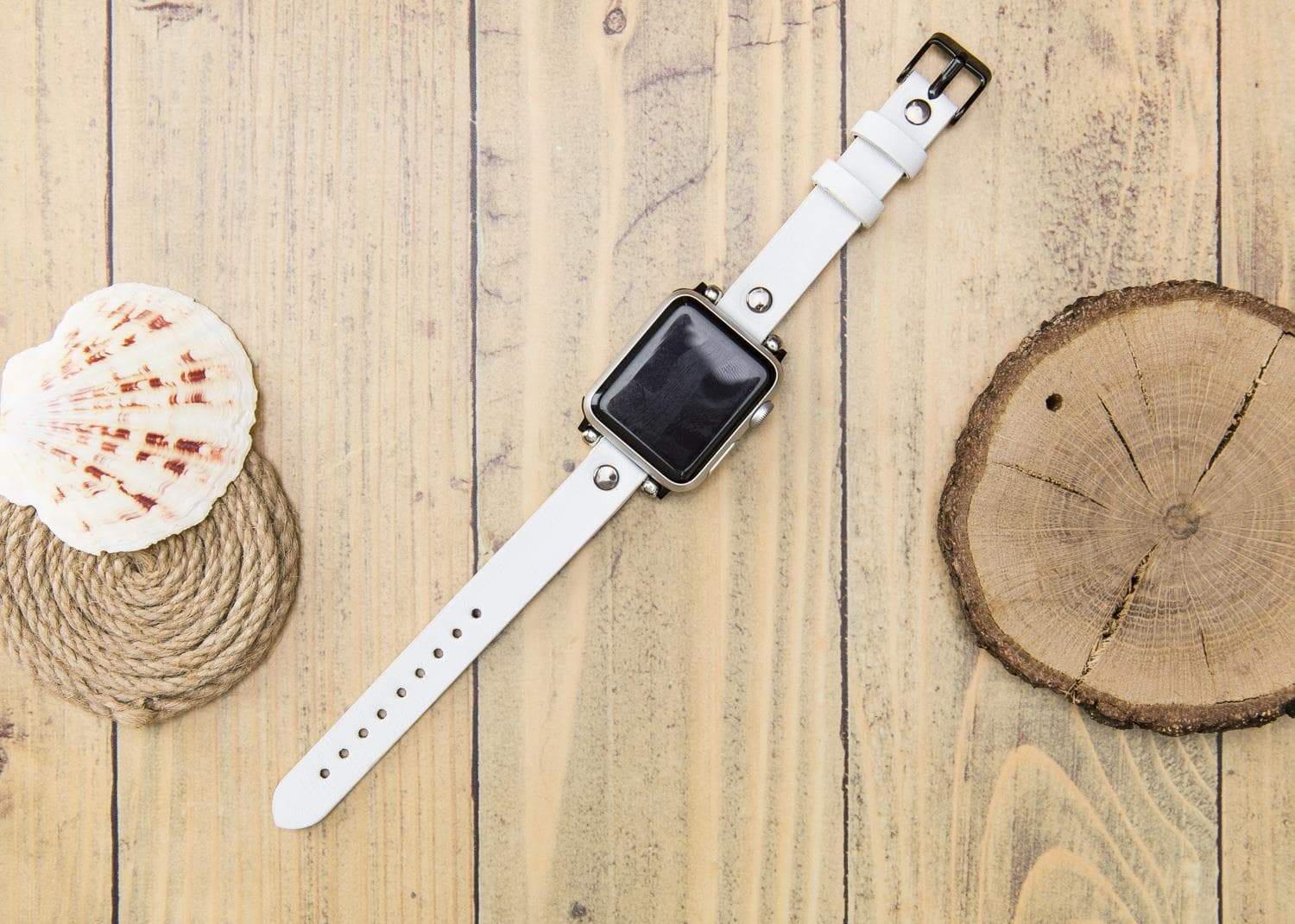 Leather Apple Watch Bands - Ferro Silver Trok Style