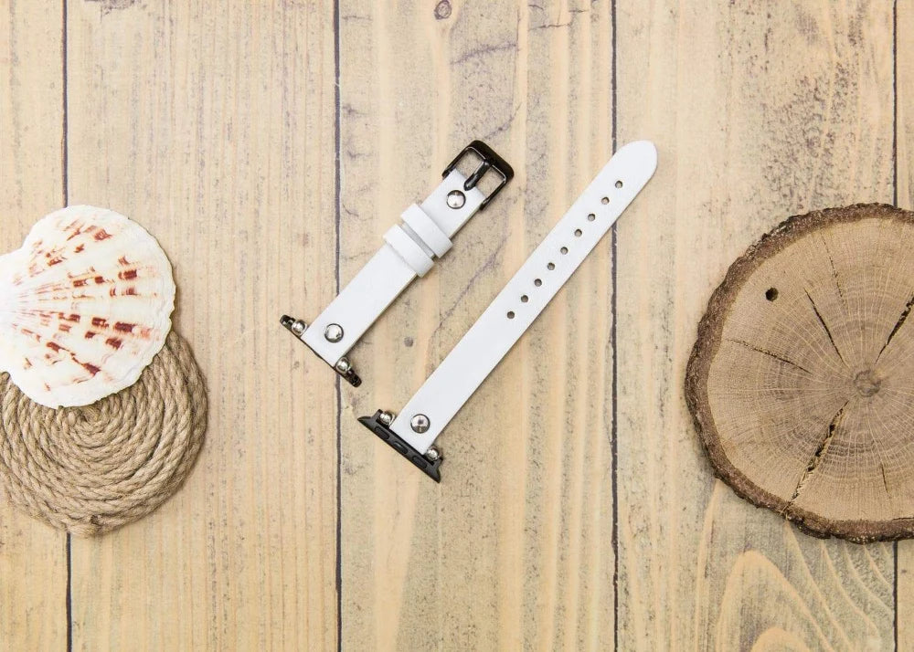Ferro with Silver Trok Lederarmband für Apple Watch aus echtem Leder in Silber
