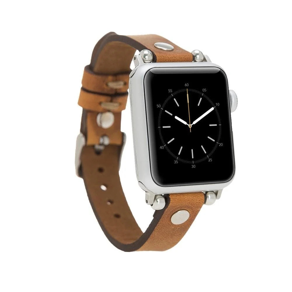 Ferro with Silver Trok Lederarmband für Apple Watch aus echtem Leder in Silber