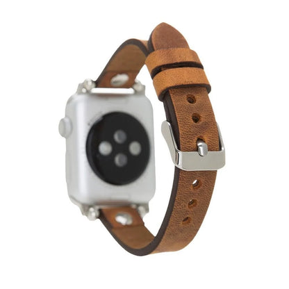 Ferro with Silver Trok Lederarmband für Apple Watch aus echtem Leder in Silber