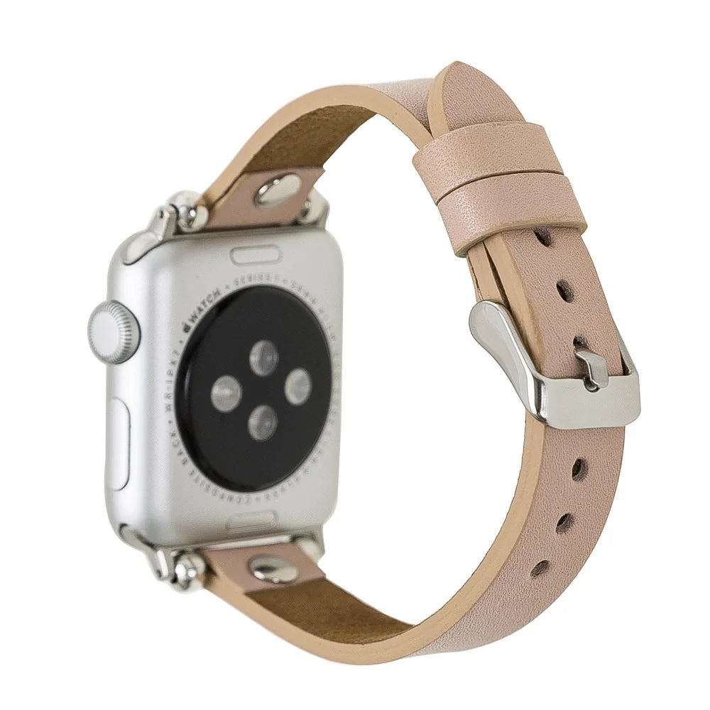 Ferro with Silver Trok Lederarmband für Apple Watch aus echtem Leder in Grau