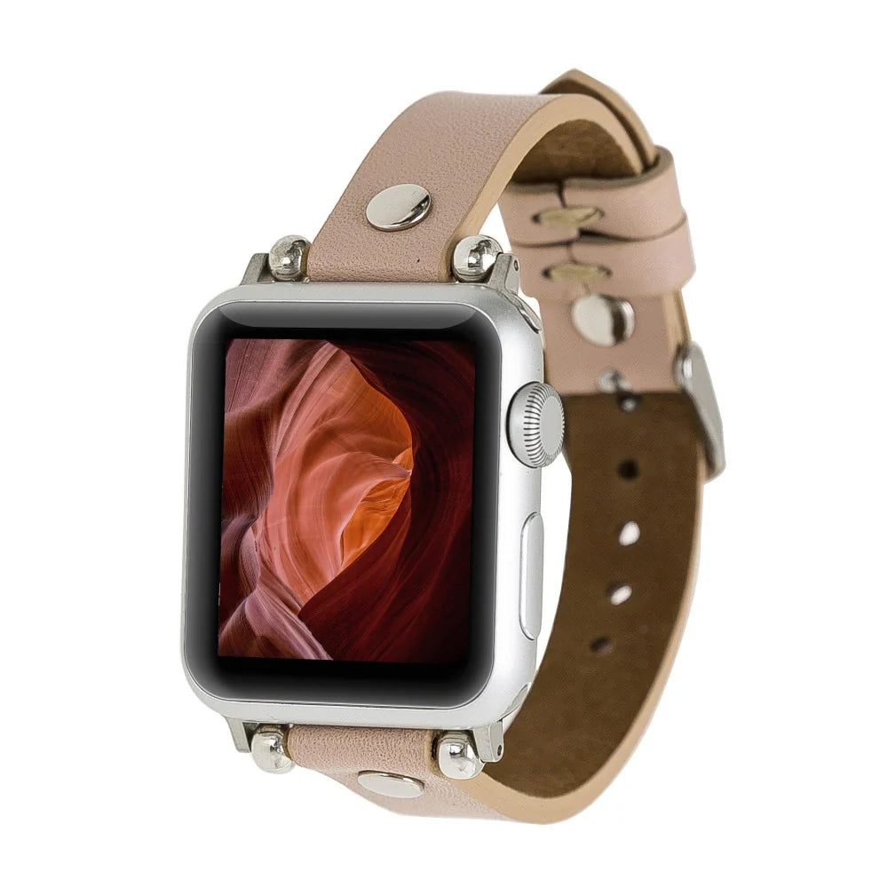 Ferro with Silver Trok Lederarmband für Apple Watch aus echtem Leder in Grau