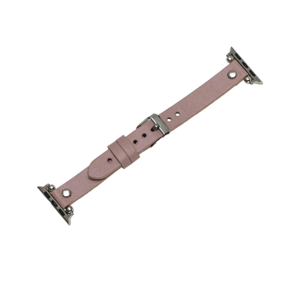 Ferro with Silver Trok Lederarmband für Apple Watch aus echtem Leder in Silber