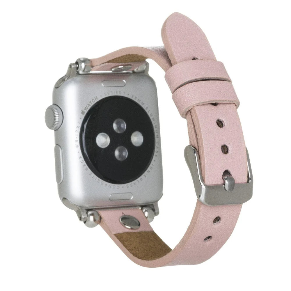 Ferro with Silver Trok Lederarmband für Apple Watch aus echtem Leder in Silber