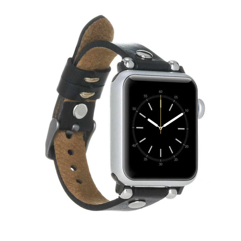 Ferro with Silver Trok Lederarmband für Apple Watch aus echtem Leder in Silber